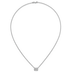 14k White Gold 1 1/2 carat Certified Lab Grown Diamond VS+ F+ Radiant Complete 18 inch Bezel Set Solitaire Necklace