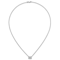 14k White Gold 1 1/2 carat Certified Lab Grown Diamond VS+ F+ Radiant Complete 18 inch Bezel Set Solitaire Necklace