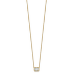 14k 1 1/2 carat Certified Lab Grown Diamond VS+ F+ Radiant Complete 18 inch Bezel Set Solitaire Necklace
