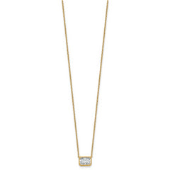 14k 1 1/2 carat Certified Lab Grown Diamond VS+ F+ Radiant Complete 18 inch Bezel Set Solitaire Necklace