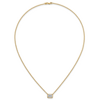 14k 1 1/2 carat Certified Lab Grown Diamond VS+ F+ Radiant Complete 18 inch Bezel Set Solitaire Necklace