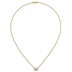 14k 1 1/2 carat Certified Lab Grown Diamond VS+ F+ Radiant Complete 18 inch Bezel Set Solitaire Necklace