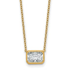 14k 1 1/2 carat Certified Lab Grown Diamond VS+ F+ Radiant Complete 18 inch Bezel Set Solitaire Necklace