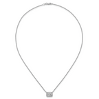 14k White Gold 2 carat Certified Lab Grown Diamond VS+ F+ Radiant Complete 18 inch Bezel Set Solitaire Necklace