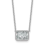 14k White Gold 2 carat Certified Lab Grown Diamond VS+ F+ Radiant Complete 18 inch Bezel Set Solitaire Necklace