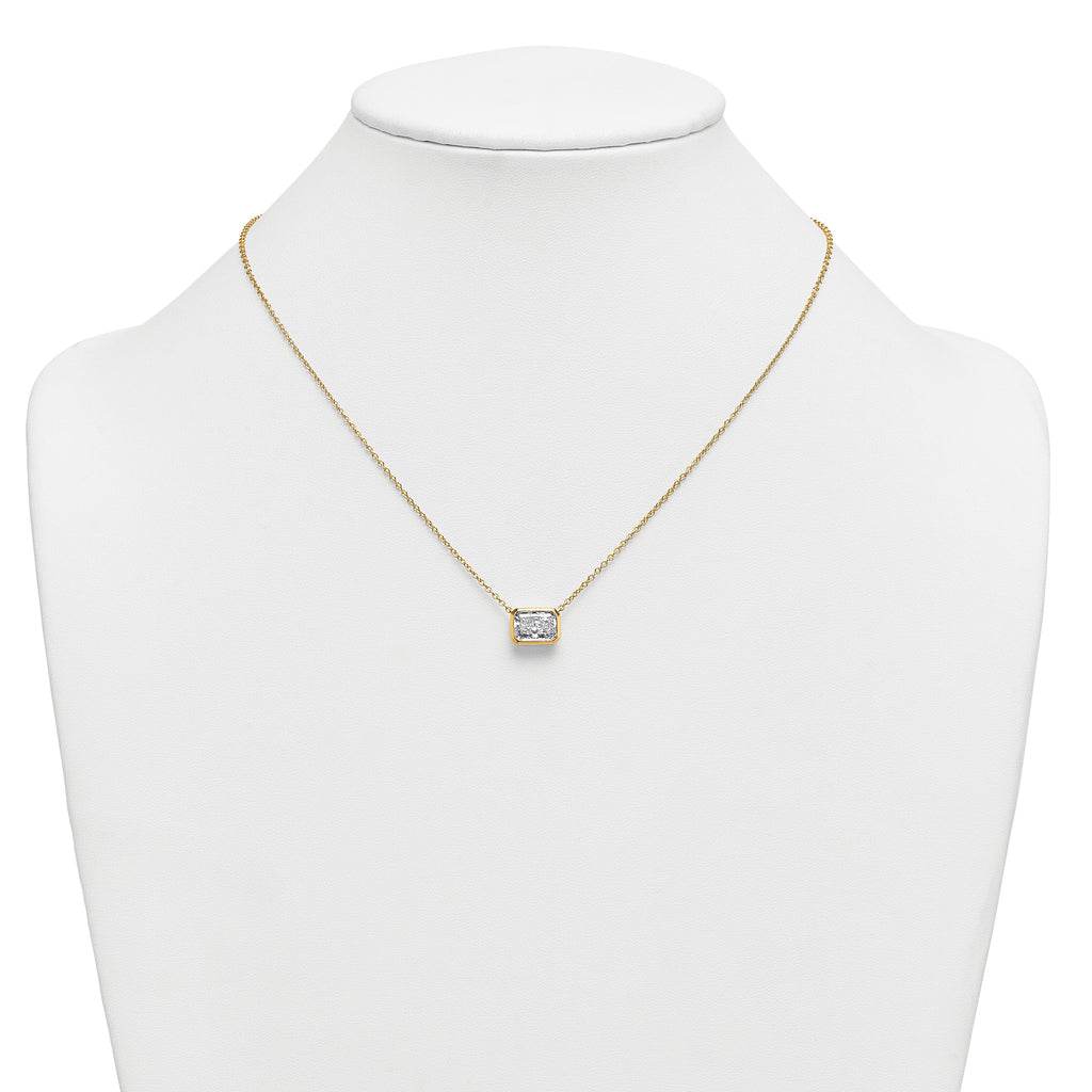 14k 2 carat Certified Lab Grown Diamond VS+ F+ Radiant Complete 18 inch Bezel Set Solitaire Necklace