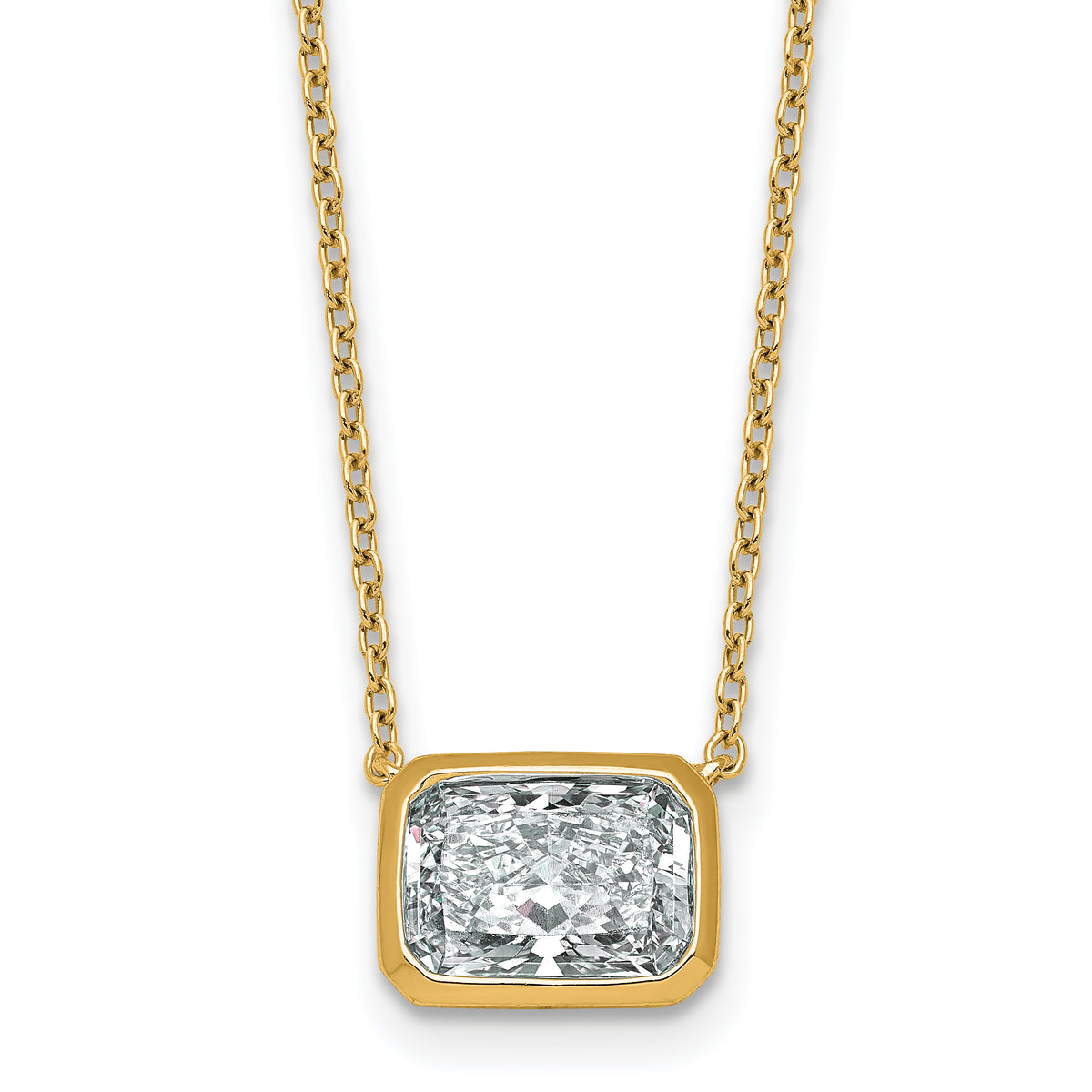14k 2ct Cert Lab Grown Diamond VS+ F+ Radiant  Bezel Pendant