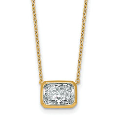 14k 2ct Cert Lab Grown Diamond VS+ F+ Radiant  Bezel Pendant