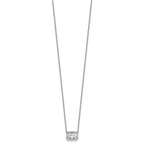 14k White Gold 2 1/2 carat Certified Lab Grown Diamond VS+ F+ Radiant Complete 18 inch Bezel Set Solitaire Necklace