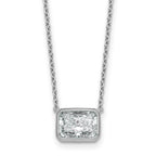 14k White Gold 2 1/2 carat Certified Lab Grown Diamond VS+ F+ Radiant Complete 18 inch Bezel Set Solitaire Necklace