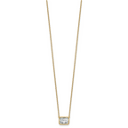 14k 2 1/2 carat Certified Lab Grown Diamond VS+ F+ Radiant Complete 18 inch Bezel Set Solitaire Necklace