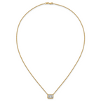 14k 2 1/2 carat Certified Lab Grown Diamond VS+ F+ Radiant Complete 18 inch Bezel Set Solitaire Necklace