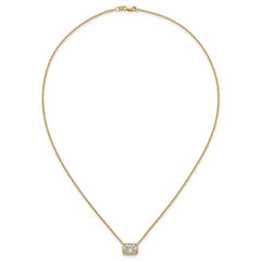 14k 2 1/2 carat Certified Lab Grown Diamond VS+ F+ Radiant Complete 18 inch Bezel Set Solitaire Necklace
