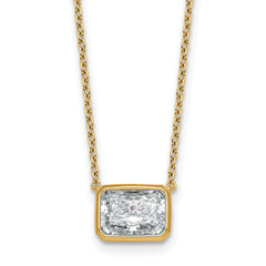 14k 2 1/2ct Cert Lab Grown Dia VS+ F+ Radiant  Bezel Pendant
