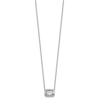 14k White Gold 3 carat Certified Lab Grown Diamond VS+ F+ Radiant Complete 18 inch Bezel Set Solitaire Necklace