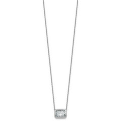 14k White Gold 3 carat Certified Lab Grown Diamond VS+ F+ Radiant Complete 18 inch Bezel Set Solitaire Necklace