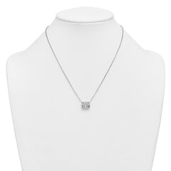 14k White Gold 3 carat Certified Lab Grown Diamond VS+ F+ Radiant Complete 18 inch Bezel Set Solitaire Necklace