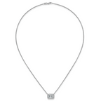 14k White Gold 3 carat Certified Lab Grown Diamond VS+ F+ Radiant Complete 18 inch Bezel Set Solitaire Necklace