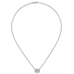 14k White Gold 3 carat Certified Lab Grown Diamond VS+ F+ Radiant Complete 18 inch Bezel Set Solitaire Necklace