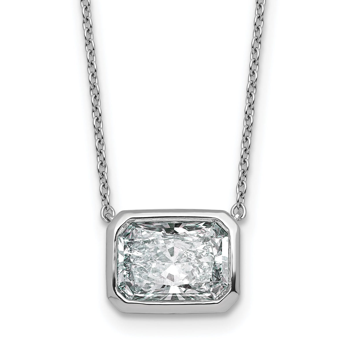 Radiant Lab-Grown Diamond Bezel-Set Necklace in 14K White Gold (3 ct. tw.) - Sophia Jewelers Main image
