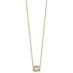 14k 3 carat Certified Lab Grown Diamond VS+ F+ Radiant Complete 18 inch Bezel Set Solitaire Necklace