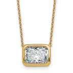 14k 3 carat Certified Lab Grown Diamond VS+ F+ Radiant Complete 18 inch Bezel Set Solitaire Necklace