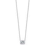 14k White Gold 4 carat Certified Lab Grown Diamond VS+ F+ Radiant Complete 18 inch Bezel Set Solitaire Necklace