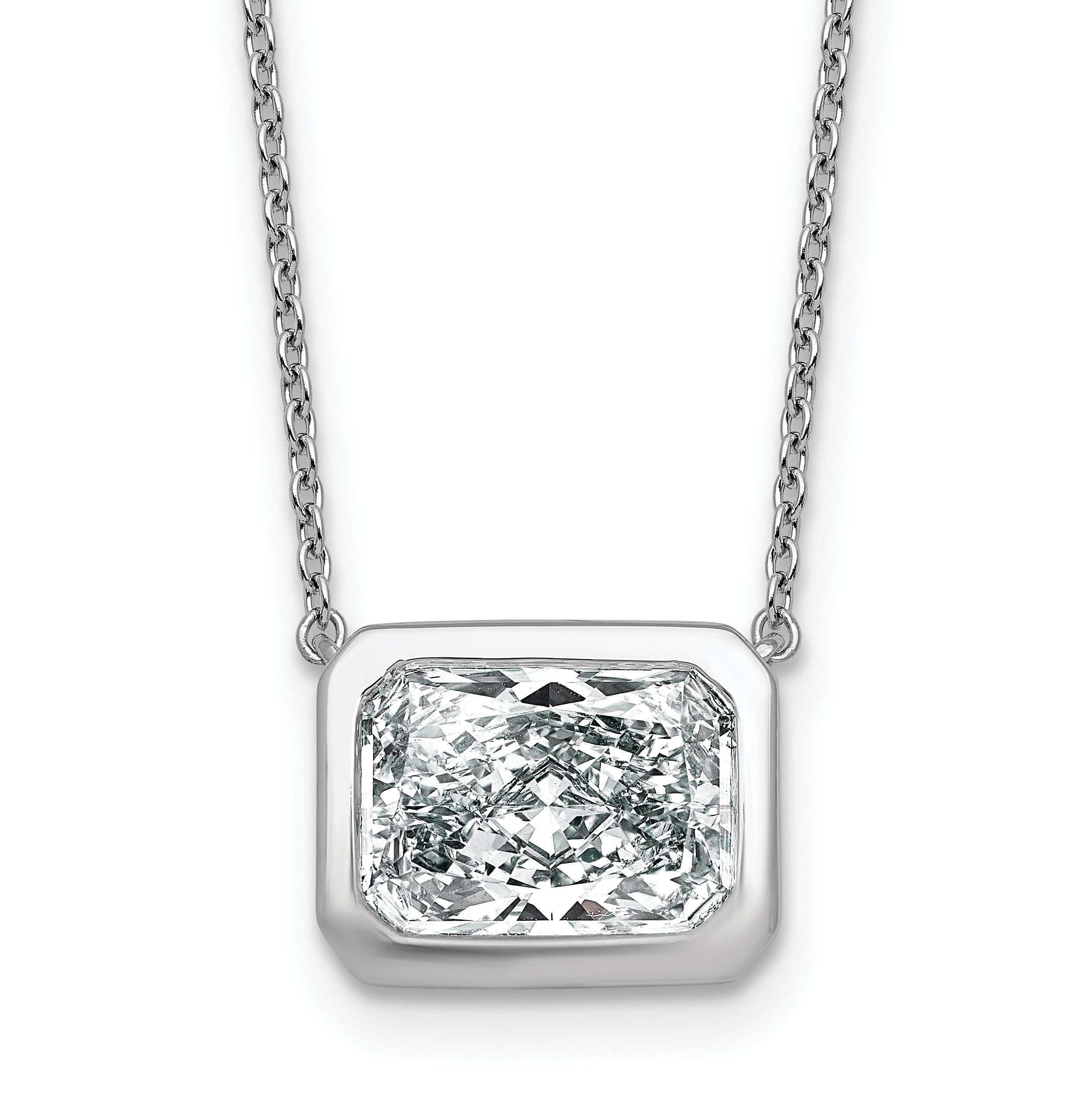 14kw 4ct Cert Lab Grown Diamond VS+ F+ Radiant  Bezel Pendant Main image