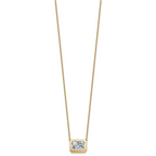 14k 4 carat Certified Lab Grown Diamond VS+ F+ Radiant Complete 18 inch Bezel Set Solitaire Necklace
