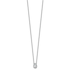 14k White Gold 1 carat Certified Lab Grown Diamond VS+ F+ Pear Complete 18 inch Bezel Set Solitaire Necklace