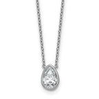 14k White Gold 1 carat Certified Lab Grown Diamond VS+ F+ Pear Complete 18 inch Bezel Set Solitaire Necklace