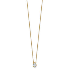 14k 1 carat Certified Lab Grown Diamond VS+ F+ Pear Complete 18 inch Bezel Set Solitaire Necklace