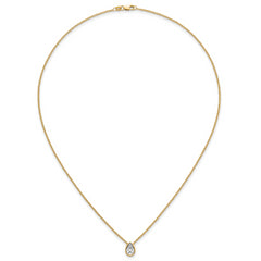 14k 1 carat Certified Lab Grown Diamond VS+ F+ Pear Complete 18 inch Bezel Set Solitaire Necklace