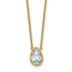 14k 1 carat Certified Lab Grown Diamond VS+ F+ Pear Complete 18 inch Bezel Set Solitaire Necklace