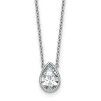 14k White Gold 1 1/2 carat Certified Lab Grown Diamond VS+ F+ Pear Complete 18 inch Bezel Set Solitaire Necklace