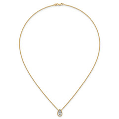 14k 1 1/2 carat Certified Lab Grown Diamond VS+ F+ Pear Complete 18 inch Bezel Set Solitaire Necklace