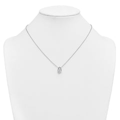 14k White Gold 2 carat Certified Lab Grown Diamond VS+ F+ Pear Complete 18 inch Bezel Set Solitaire Necklace