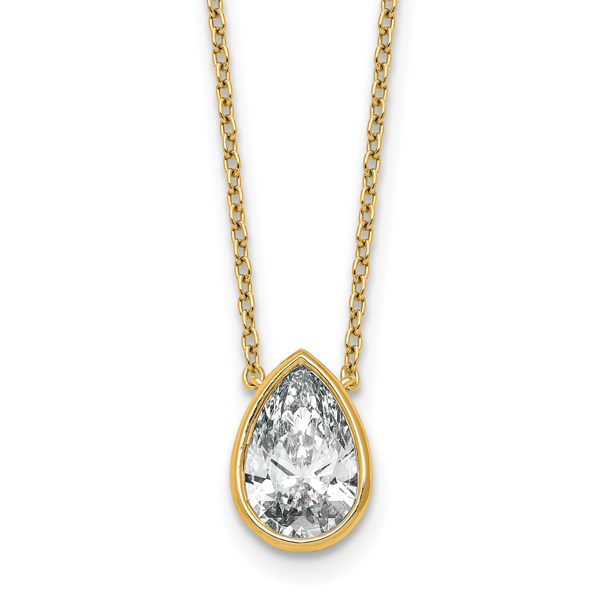 14k 2ct Cert Lab Grown Diamond VS+ F+ Pear  Bezel Pendant