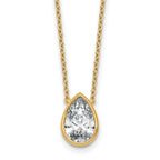 14k 2 carat Certified Lab Grown Diamond VS+ F+ Pear Complete 18 inch Bezel Set Solitaire Necklace