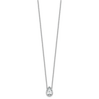 14k White Gold 2 1/2 carat Certified Lab Grown Diamond VS+ F+ Pear Complete 18 inch Bezel Set Solitaire Necklace