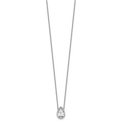 14k White Gold 2 1/2 carat Certified Lab Grown Diamond VS+ F+ Pear Complete 18 inch Bezel Set Solitaire Necklace