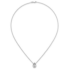 14k White Gold 2 1/2 carat Certified Lab Grown Diamond VS+ F+ Pear Complete 18 inch Bezel Set Solitaire Necklace