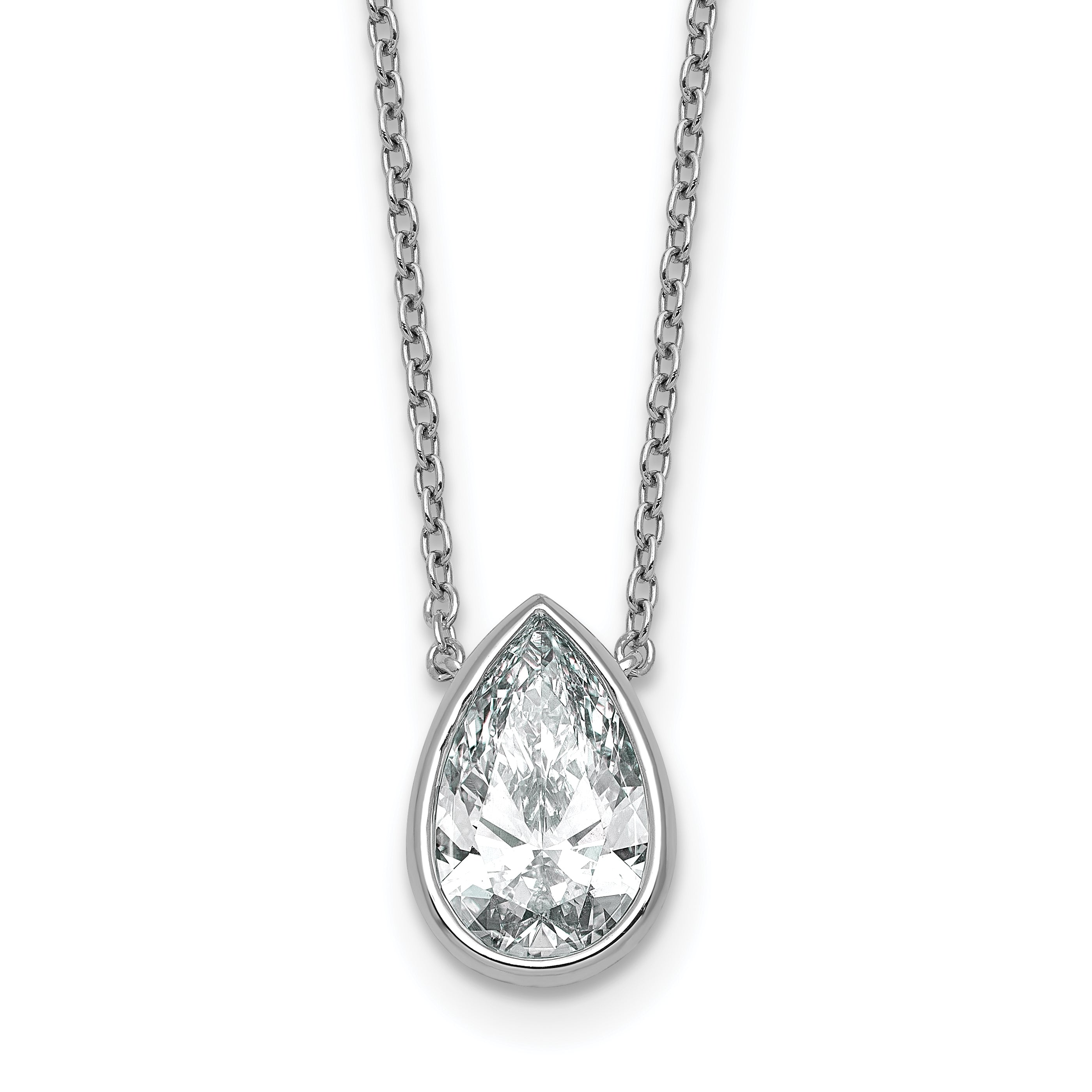 14kw 2 1/2ct Cert Lab Grown Diamond VS+ F+ Pear  Bezel Pendant Main image