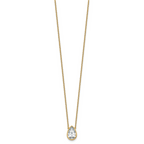 14k 2 1/2 carat Certified Lab Grown Diamond VS+ F+ Pear Complete 18 inch Bezel Set Solitaire Necklace