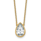 14k 2 1/2 carat Certified Lab Grown Diamond VS+ F+ Pear Complete 18 inch Bezel Set Solitaire Necklace