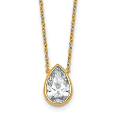14k 2 1/2ct Cert Lab Grown Diamond VS+ F+ Pear  Bezel Pendant
