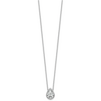 14k White Gold 3 carat Certified Lab Grown Diamond VS+ F+ Pear Complete 18 inch Bezel Set Solitaire Necklace