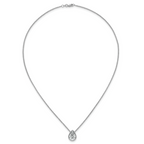 14k White Gold 3 carat Certified Lab Grown Diamond VS+ F+ Pear Complete 18 inch Bezel Set Solitaire Necklace