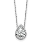 14k White Gold 3 carat Certified Lab Grown Diamond VS+ F+ Pear Complete 18 inch Bezel Set Solitaire Necklace
