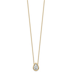 14k 3 carat Certified Lab Grown Diamond VS+ F+ Pear Complete 18 inch Bezel Set Solitaire Necklace